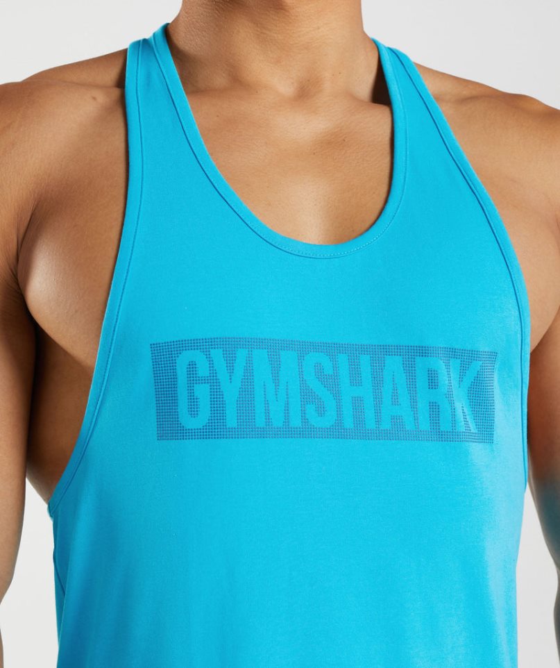 Men's Gymshark Block Stringer Tanks Turquoise | NZ 3XVMUE